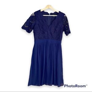 Lulus Angel in Disguise Navy Lace Skater Dress Sz 6